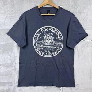 Obey Propaganda Graphic T-Shirt Men’s Size L Navy Blue Made in USA Streetwear